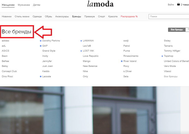 Section Brands on Lamoda