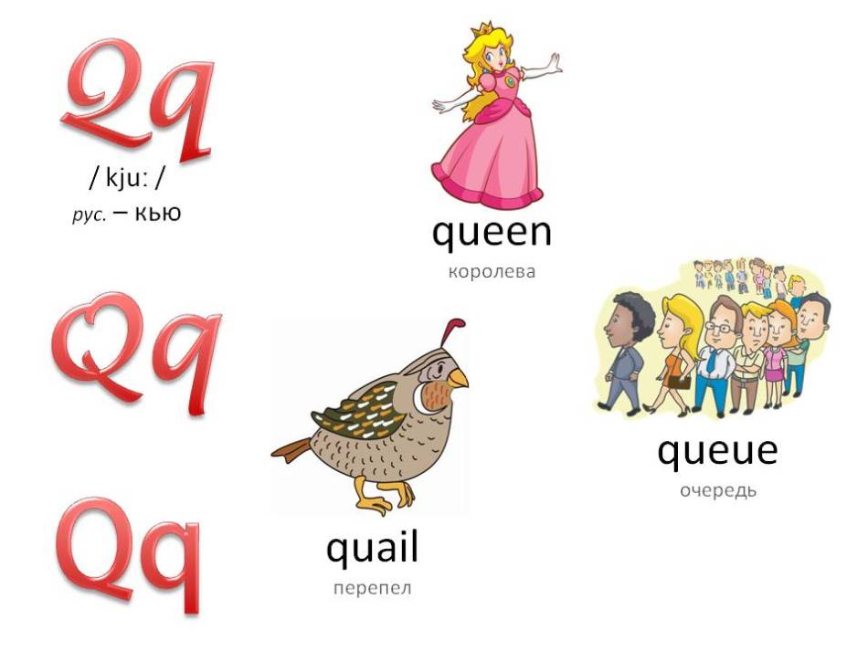 ตัวอักษรภาษาอังกฤษพร้อมเสียงที่แสดงสำหรับเด็ก: จดหมาย QQ