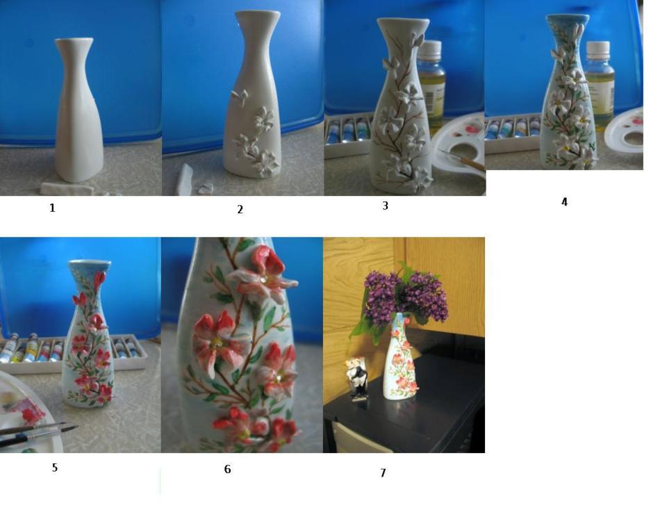 Первый способ декорирования вазы полимерной глиной