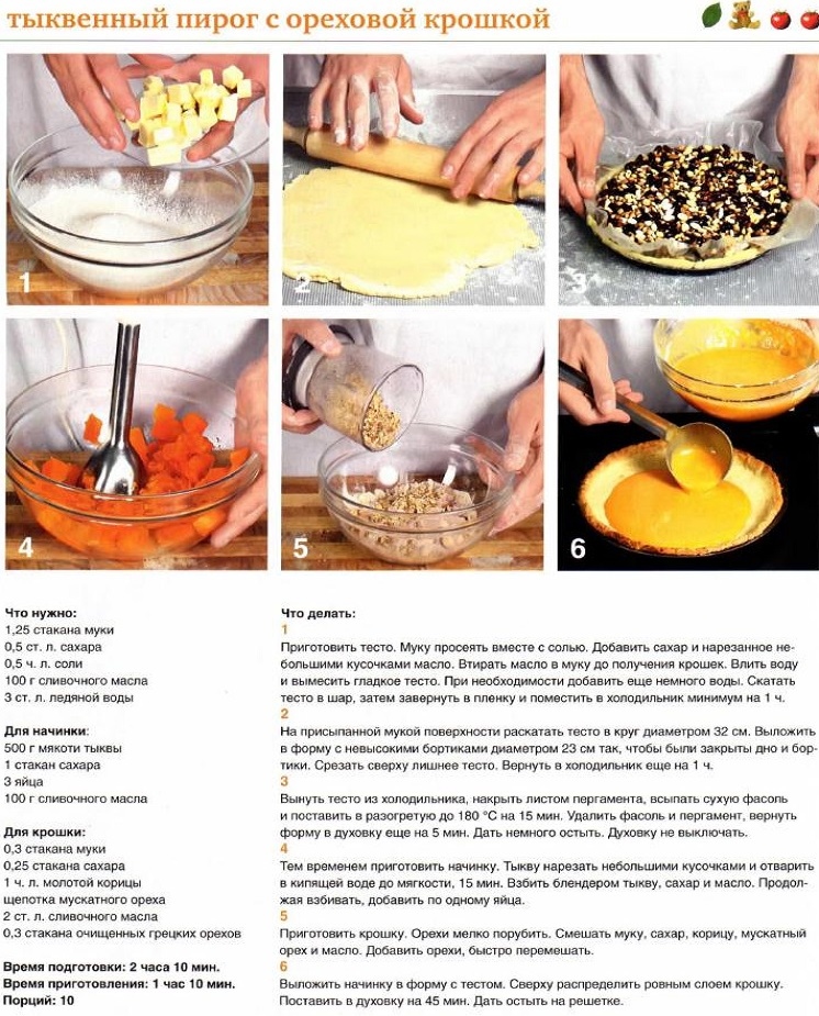 Рецепт тыквенного пирога с ореховой крошкой