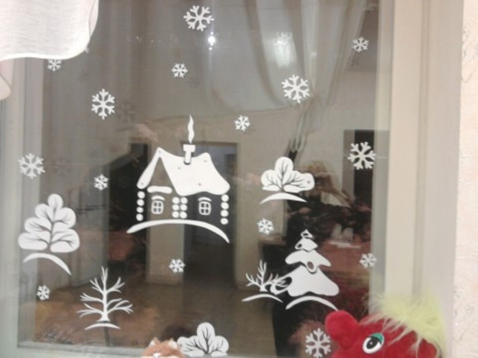 Зимние морозные узоры для взрослых на окне гуашью, красками