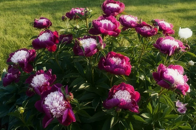 Low -growing peony milk -flowered White Cap