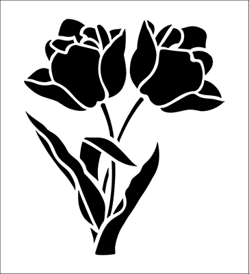 Paper flowers stencil - print