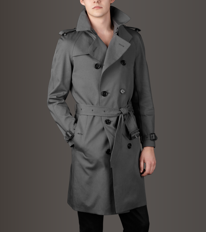 Modern, double-breasted, gray cloak for men for the spring-autumn season 2022-2023