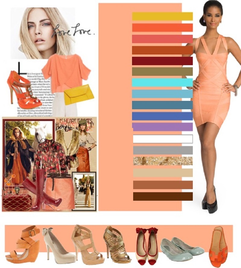 Персиковый цвет сочетание с другими цветами в одежде для женщин