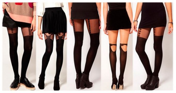 The length of the dress for tights with imitation of stockings