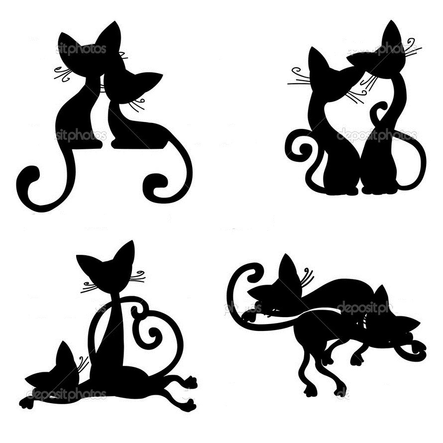 Стилизованные силуэты кошек и котов