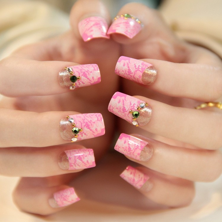 Pink manicure for the bride