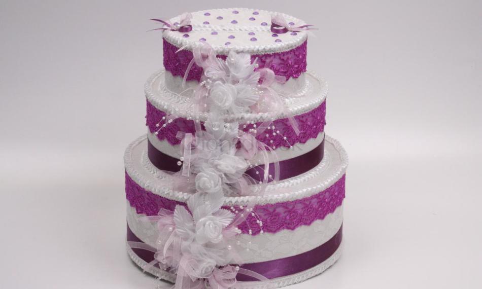 Tender box for money in the form of a three -tier round cake