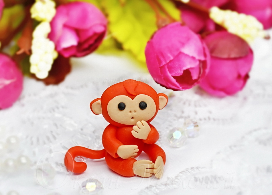 Игрушка-обезьянка из полимерной глины