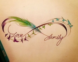 Tetovaže, povezane z družino: vrste, napisi v latinščini s prevodom, skice, fotografije