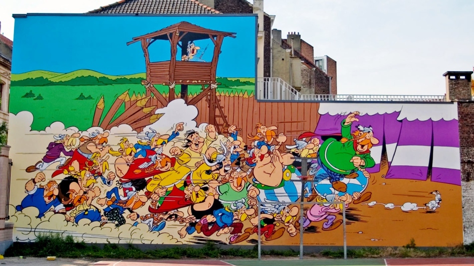 Комиксы на стенах брюсселя, бельгия