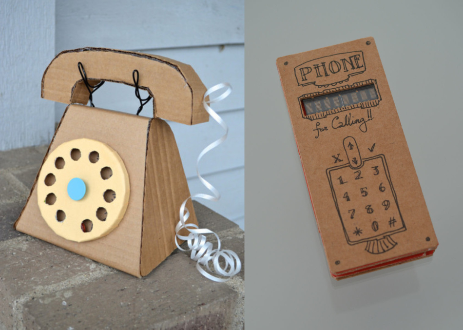 Телефон из картона для кукол