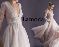 Kako kupiti blagovno znamko poročne obleke za Lamoda na spletu: bela, bujna, transformator, roza, velika velikost: katalog, cena, fotografija, pregled