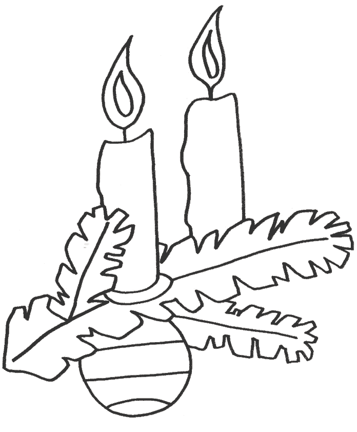 Шаблон філії ялини зі свічками для прикраси вікна на новий рік