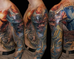 Tattoo Samurai สำหรับผู้ชายและผู้หญิง: ความคิด, ภาพร่าง, ความหมาย, ภาพวาดที่เป็นที่นิยม, ตัวอย่างกับภาพถ่าย