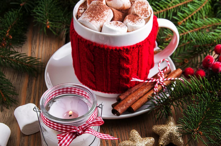 If a woman does not drink even for the New Year, treat her with hot chocolate with marshmallows