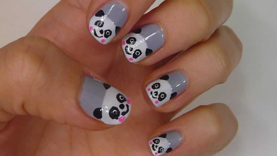 Manicura para uñas cortas panda