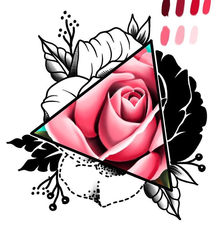 Роза тату эскиз цветной
