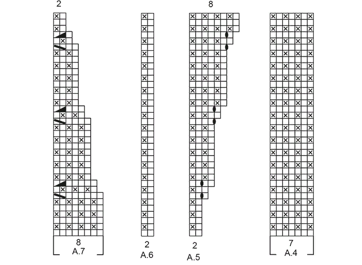 Schema till en voluminös kvinnlig tröja överdimensionerad stickning underifrån nedan