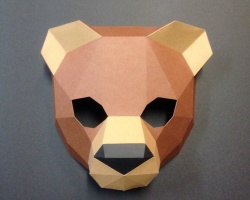 Paper mask, a bear foam on your head with your own hands: instructions, templates