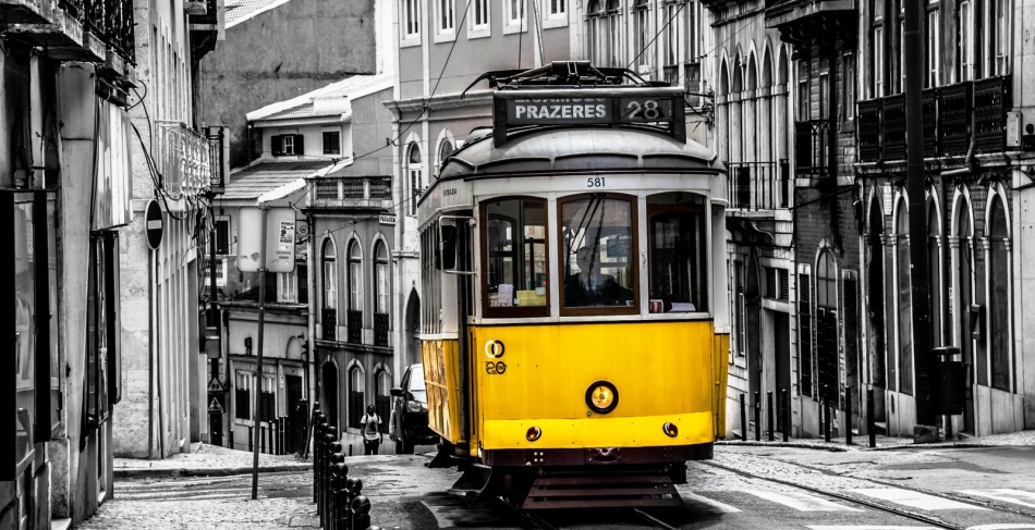 Tram number 28 in Lisbon, Portugal