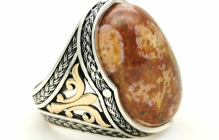 Male ring with jasper
