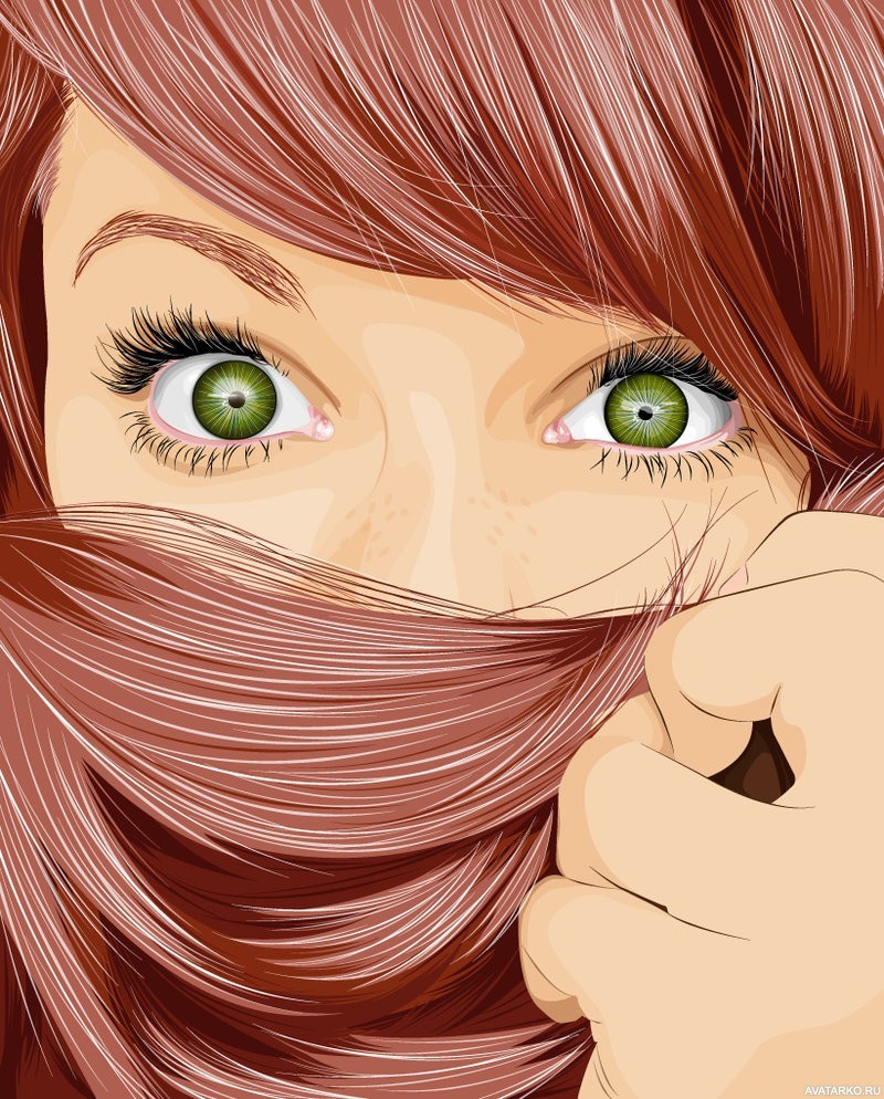 Девушка с зелеными глазами мультяшная