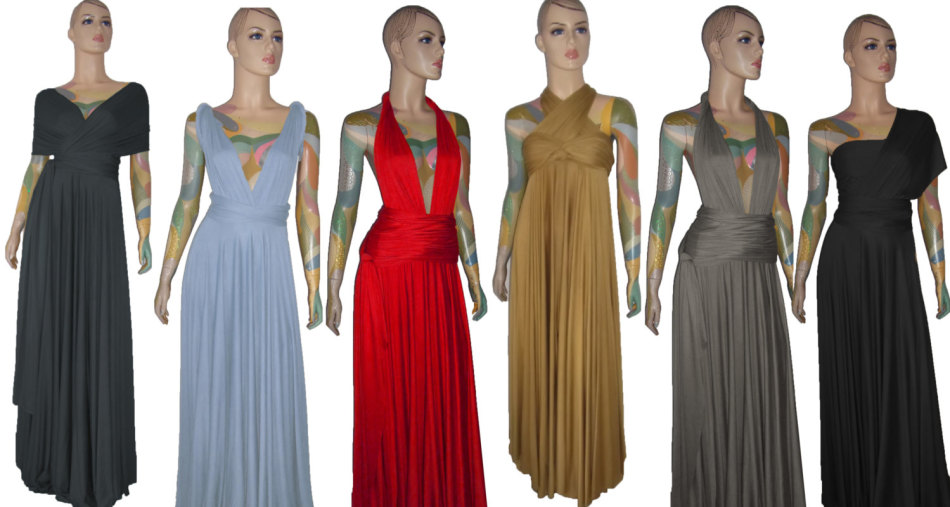 Длинное платье трансформер в пол разных цветов