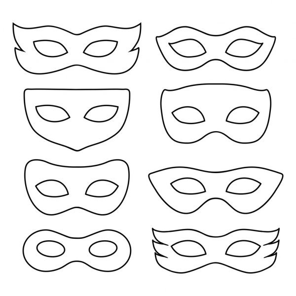 Трафареты масок для детей - шаблон
