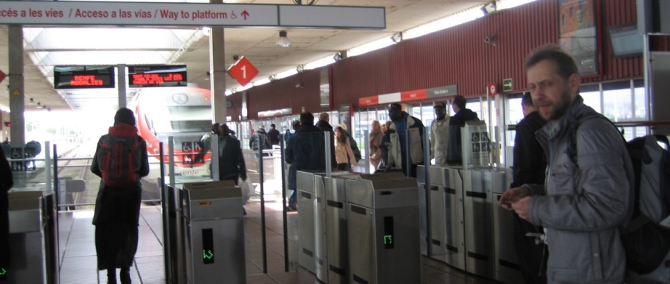 Turnstiles in the Barcelona metro