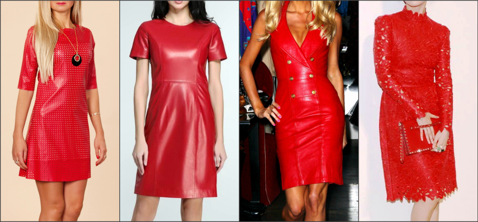 Red leather dress