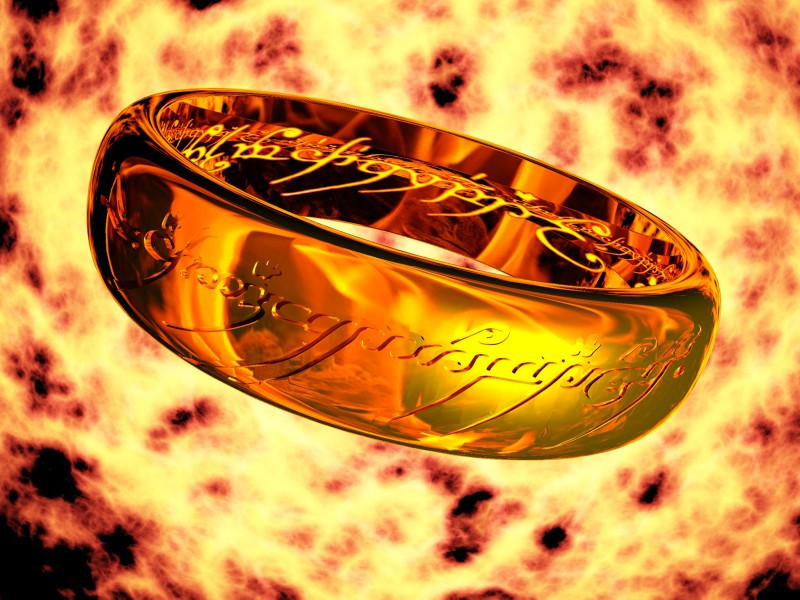 วงแหวนของผู้ชายที่มีอำนาจทุกอย่างจากทองคำ