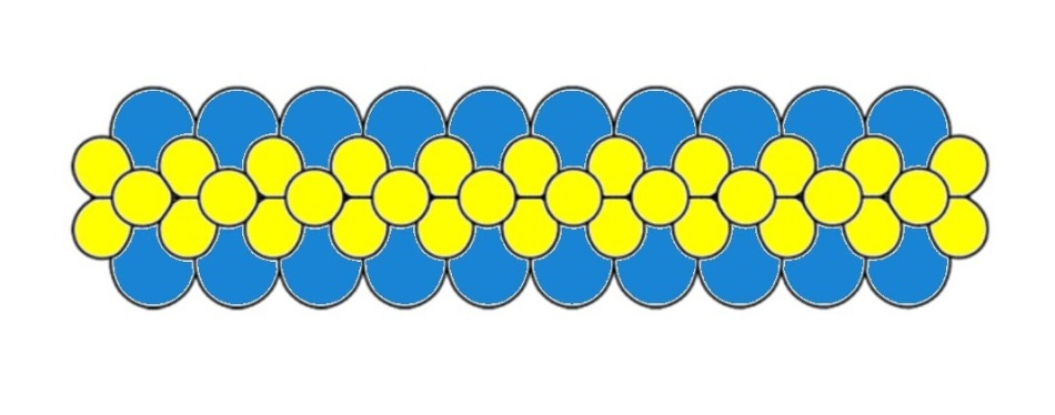 Schémas de tissage de filles et de ballons 2 couleurs, exemple 1