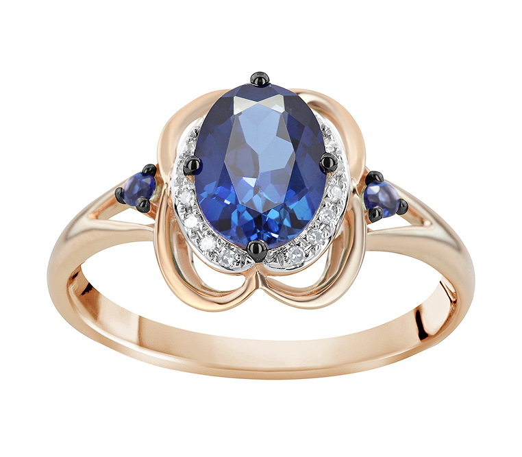Precious ring with sapphire and diamonds