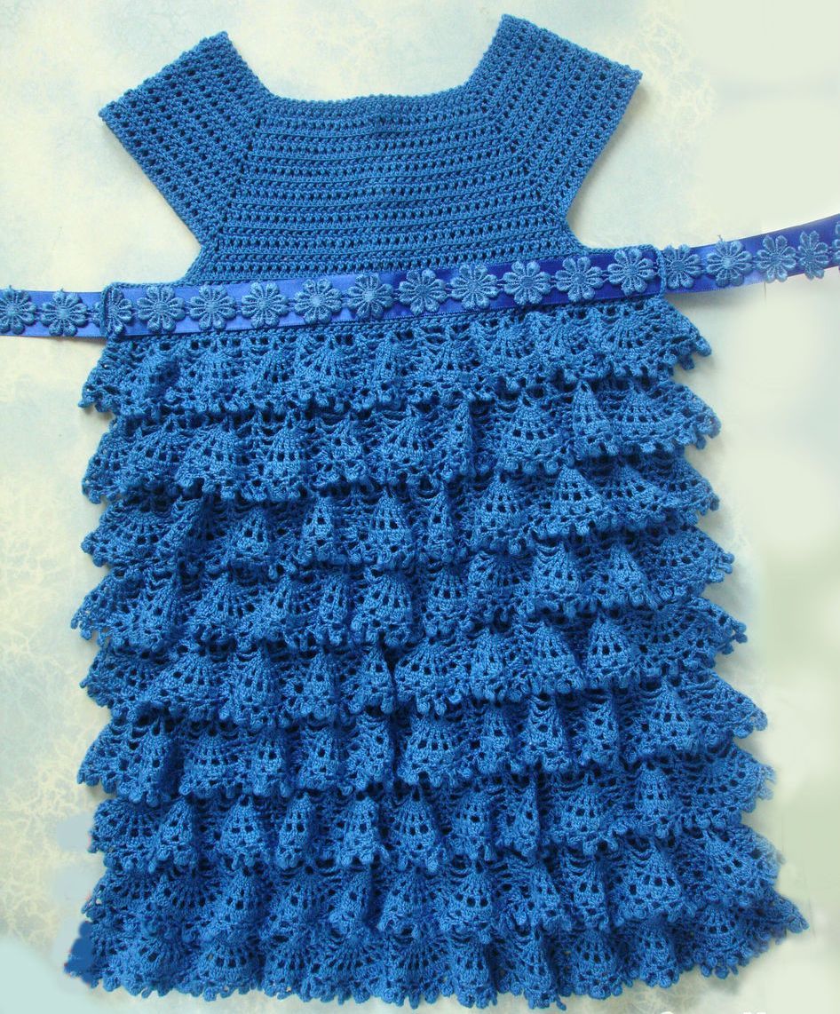 Платье ажурное "снежинка" в синем цвете