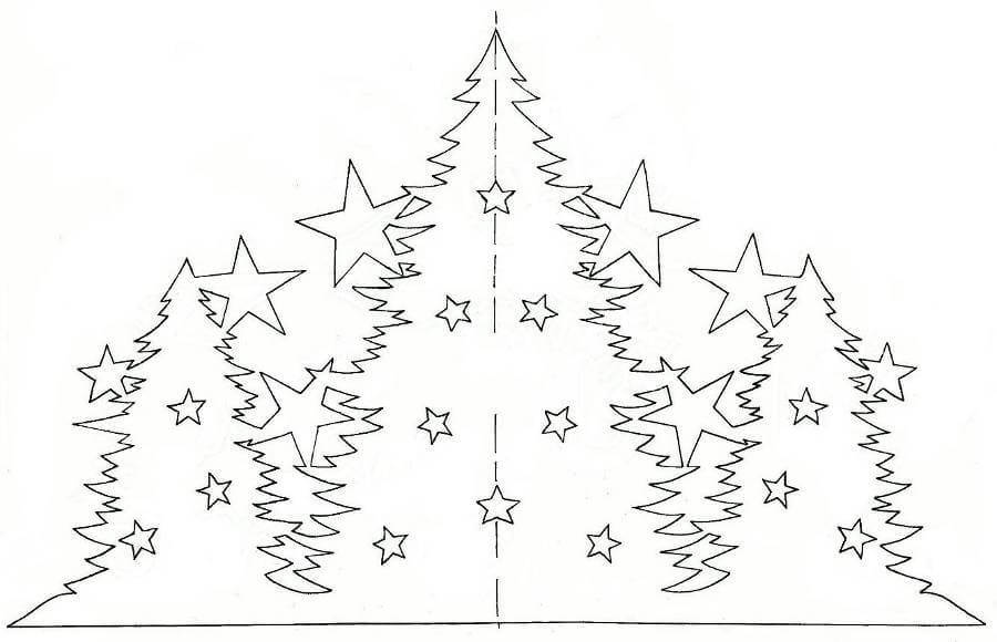Schablonen zum Schneiden von Girlanden von Weihnachtsbäumen, Beispiel 4