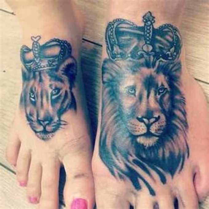 Интересные татуировки со львом и львицей