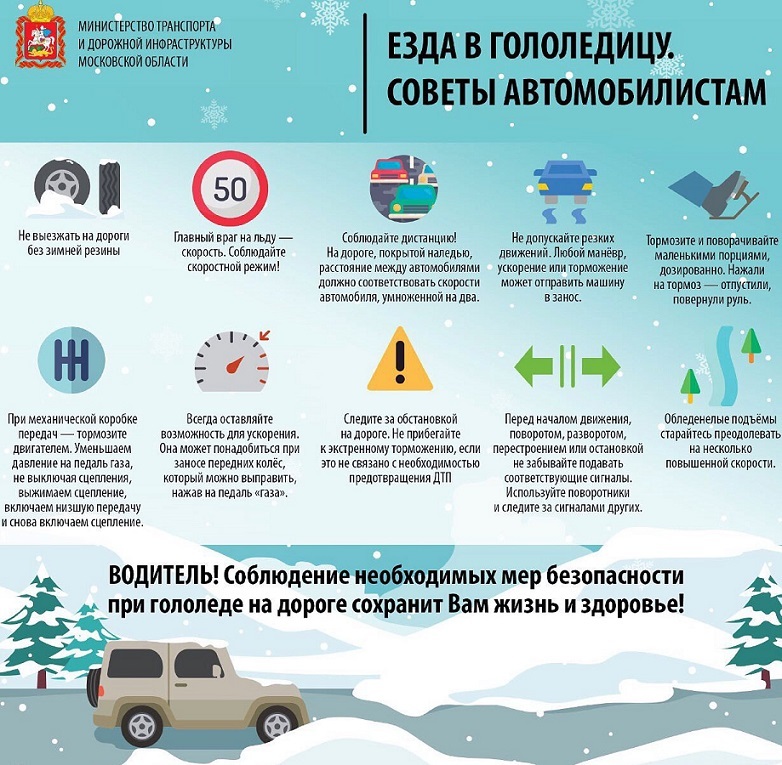 Советы водителям при езде в гололед