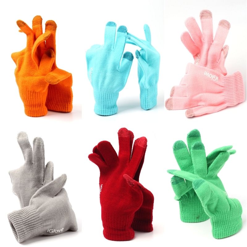 Weiß, braun, rot, schwarz, grüne Handschuhe