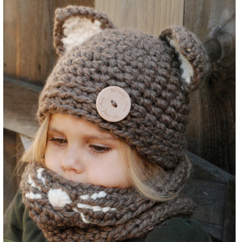 Topi dan crochet snood untuk anak perempuan