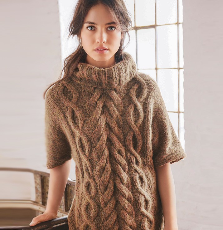 Volumetrični ženski pulover preveliko pletene igle z pletenicami