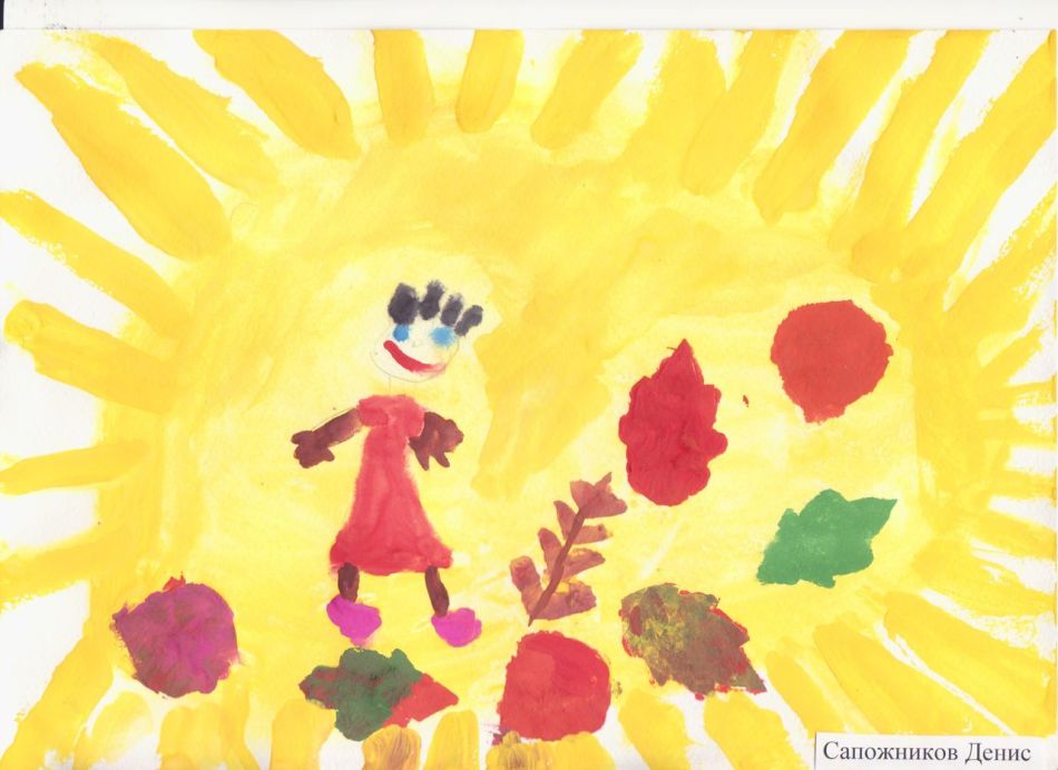 Children's drawing about mom and sun