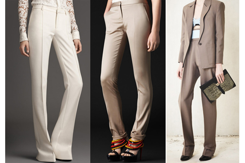 Several models of women's classic trousers on girls