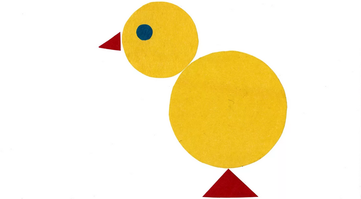 Аппликация «птица» из разных геометрических фигур
