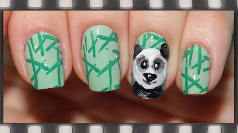 Nail design with panda: photo