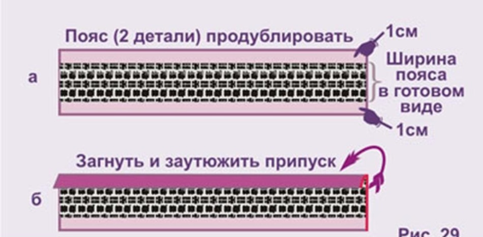 Τύπος ζώνης για τα παντελόνια των γυναικών ραμμένα με τα χέρια σας, επιλογή 5