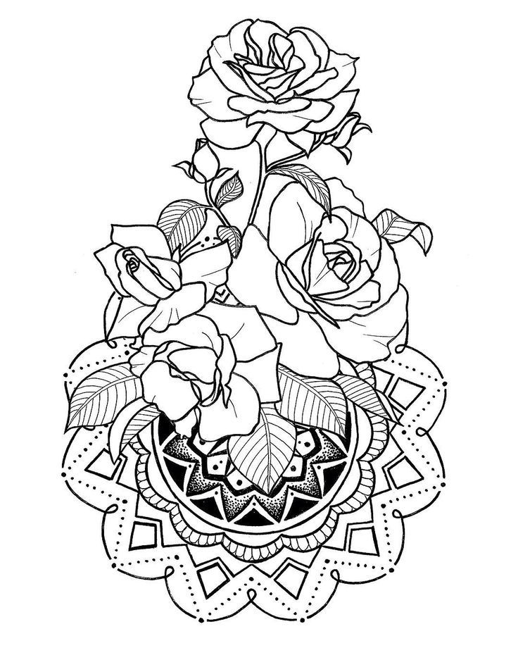 Эскиз татуировки-цветка розы