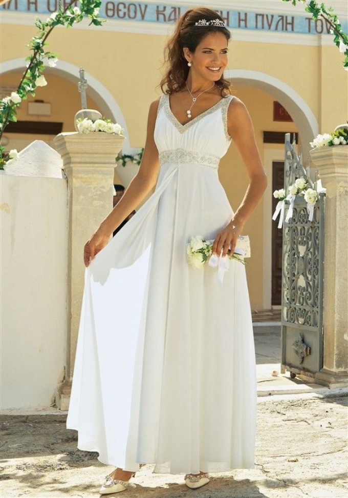 Классическое белое платье-ампир на выпускной-2023