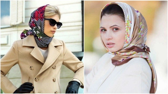 Как красиво завязывать платок на голову зимой